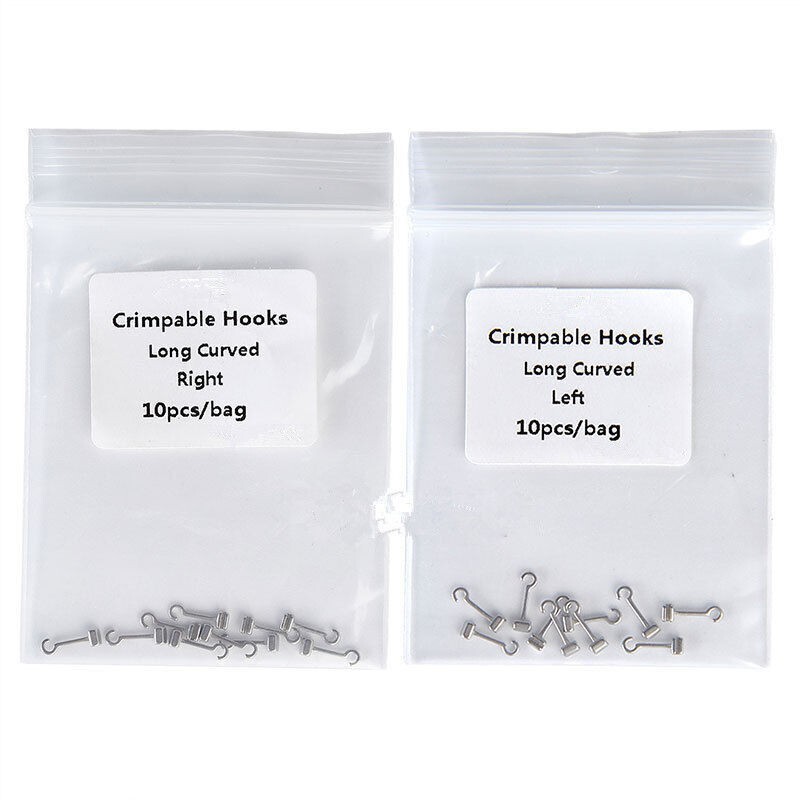 20 Pcs Dental Orthodontic Sliding Crimpable Hook Long Curved Hook Left+Right