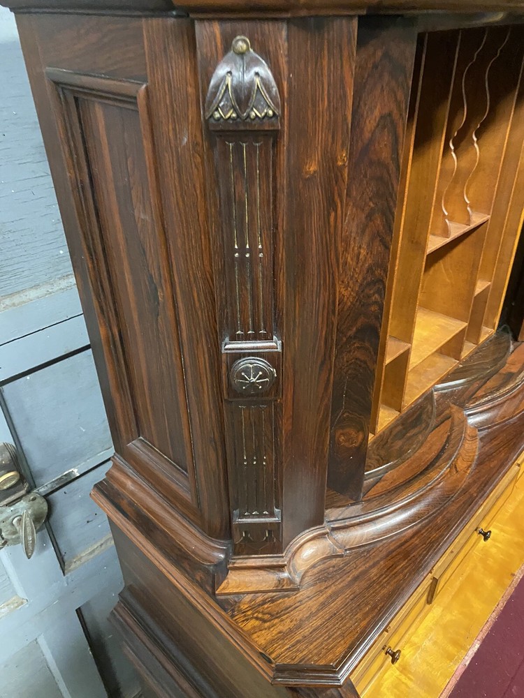ROSEWOOD DROP FRONT MECHANICAL DESK, ATTR. HERTER