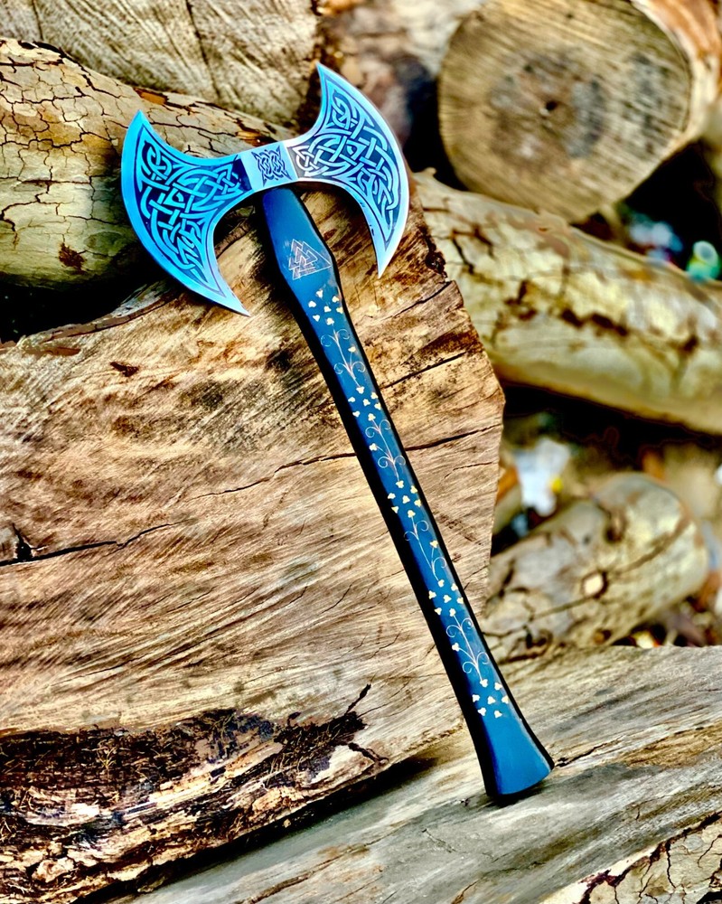 Custom Handmade Brass Designing Double Head Axe Battle Ready Medieval Viking Axe