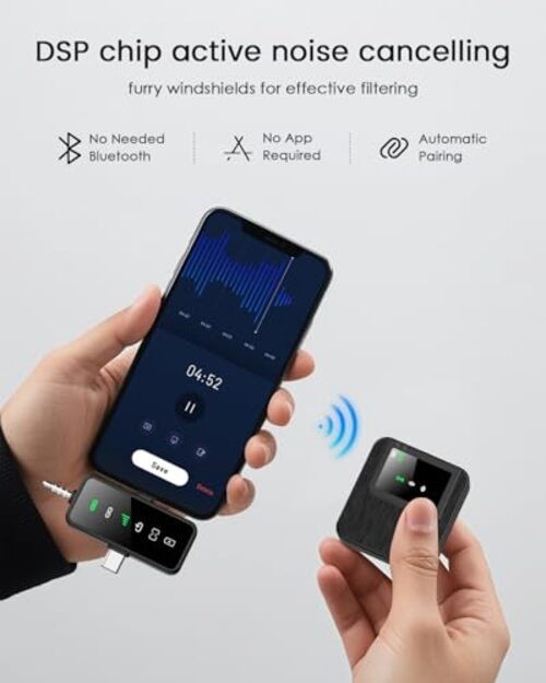 3-in-1 Compact Mini Microphone for iPhone, Android, Camera with Pitch Black