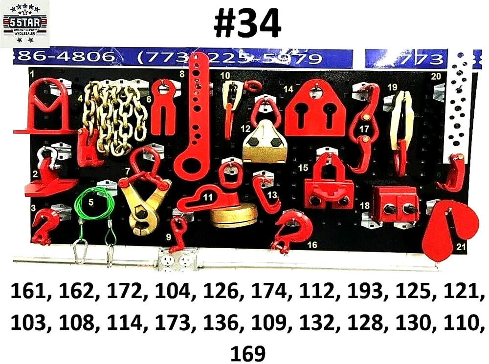SET#34 AUTO BODY FRAME MACHINE HEAVY DUTY 21 PIECE PULLING TOOLS AND CLAMPS SET