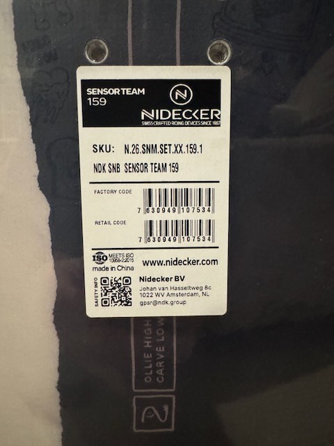 Nidecker Sensor Team 159 cm snowboard brand new