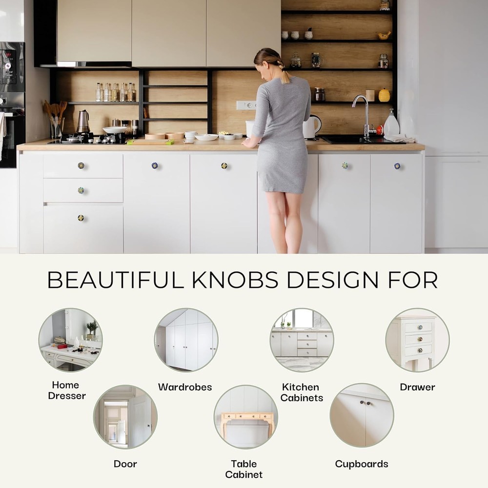 Cabinet Knobs Assorted knobs for cabinets and Drawers Black & White Cupboard ...