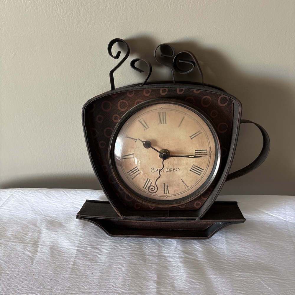 Vintage Espresso Cup Wall Clock – Coffee Kitchen Decor