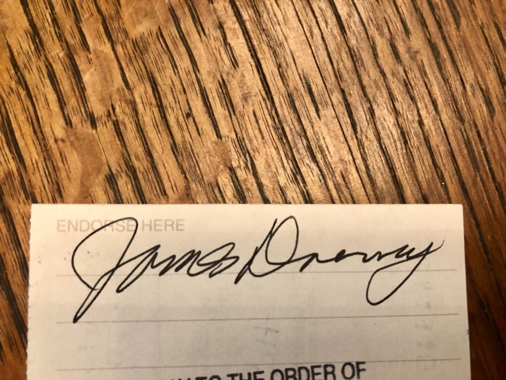 James Drury signed/autographed Bank Check.