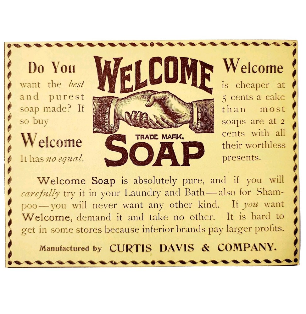 Curtis Davis Welcome Soap 1897 Advertisement Victorian Detergent ADBN1mmm