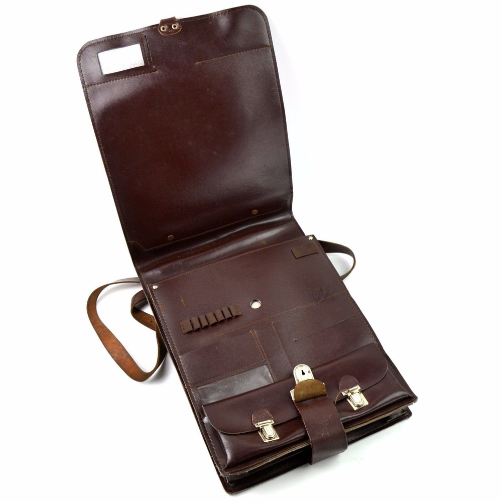 Original Czech army map case. Brown leather vinyl CZ military document case
