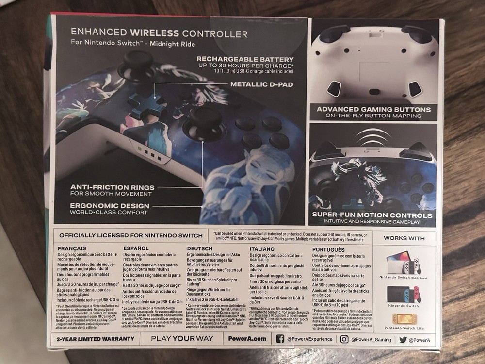 PowerA Zelda Midnight Ride Enhanced Wireless Controller Nintendo Switch New