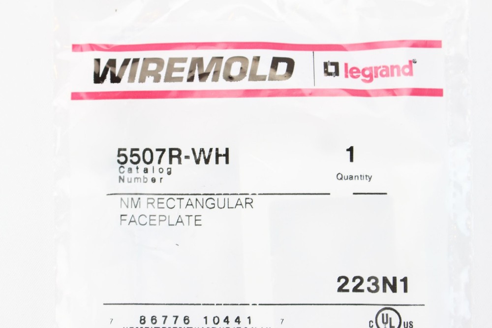 WIREMOLD LEGRAND 5507R-WH RECTANGULAR RECEPTACLE FACEPLATE, WHITE, (10 PACK)