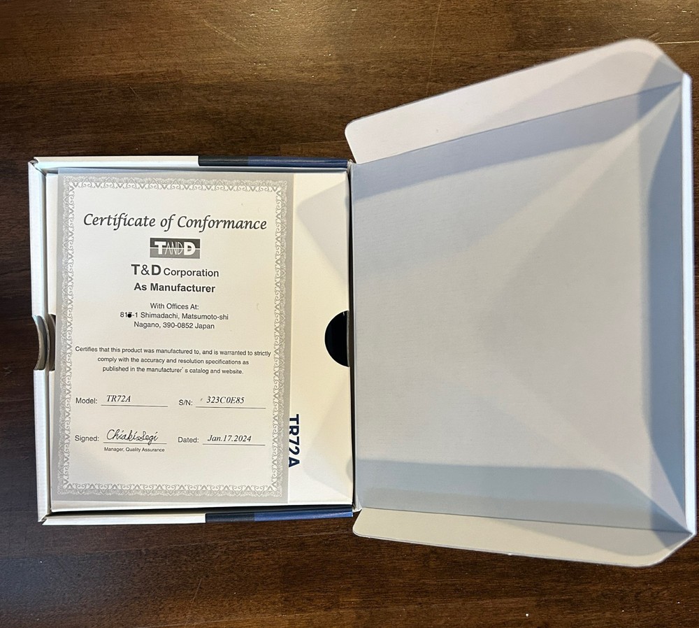 TandD TR72A-S High Precision Bluetooth, WiFi Humidity and Temp Data Logger