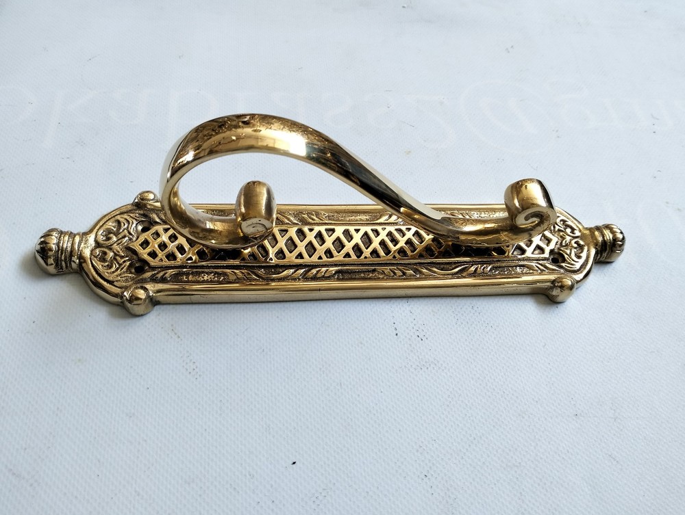 2 cast victorian large DOOR handle pull very heavy solid brass GRAB 11.1/2" inch