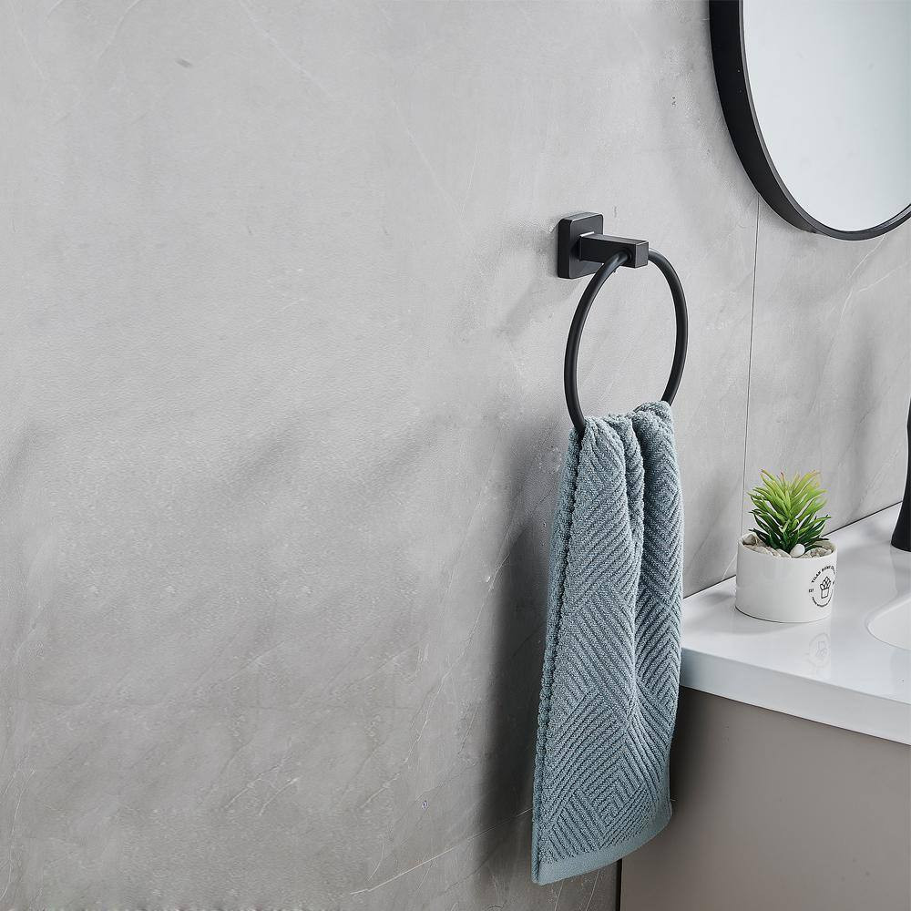 4-Piece Bath Hardware Set with Mounting Hardware in Matte Black