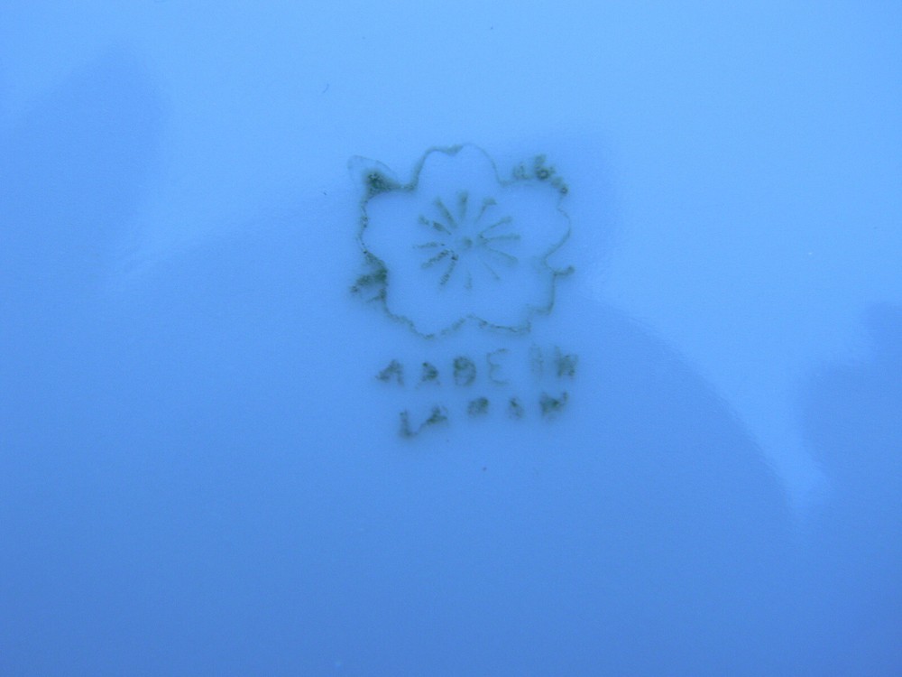 Marked Hand Painted Flower Shaped Candy Dish with Finger Loop Handle 6"