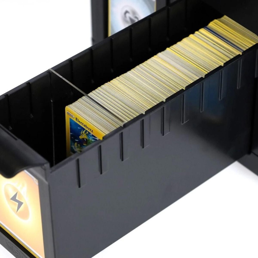 4 BCW 6 Drawer Card Catalog Black Boxes Stackable Acid Free w/ Clear Partitions
