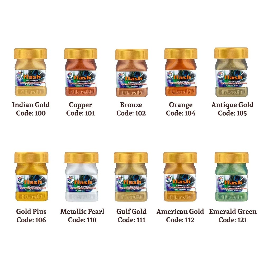 # Flash Premium Solid Metallic Acrylic Colour Set | 12 Color Set | 50 ml