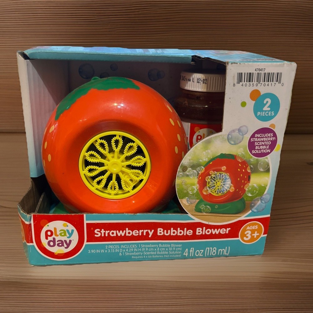 Play Day Strawberry Bubble Blower Included Strawberry Scented Bubble Solution
