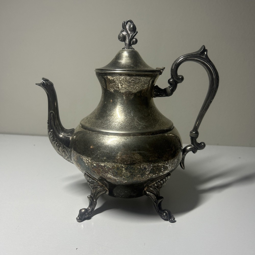 Vintage Early 1900's Silver Plate Over Copper Tea Pot