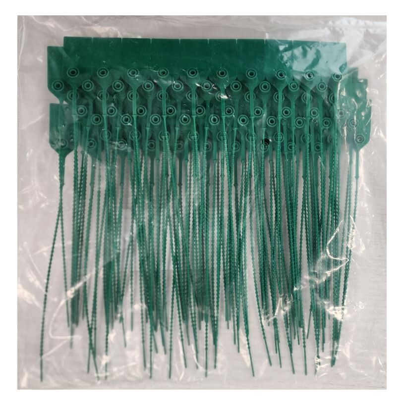 *100-Pieces* Pull-Tight Security Seals Consecutively Numbered 9" Green 7817