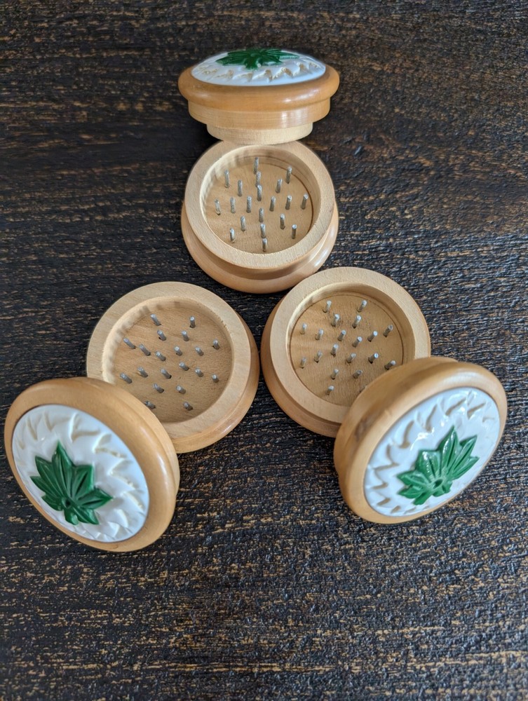 Three Handmade Wooden Grinders
