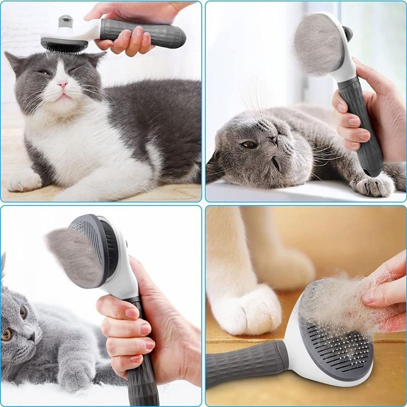 Pet Grooming Brush Push-Button Self-Cleaning Comb New