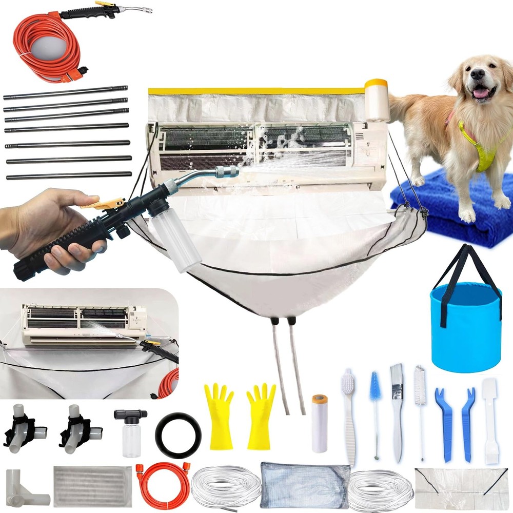 Mini Split Cleaning Bag Kit with Double Hose Drain, Double Bracket,Uniquely D...