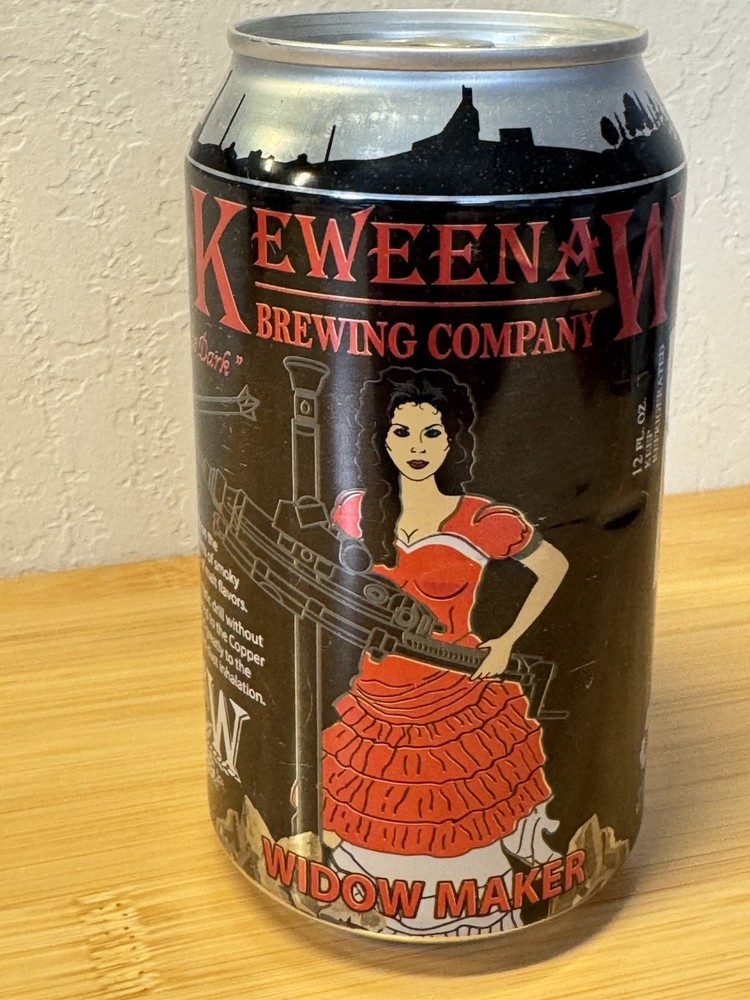 Keweenaw Widow Maker Black Ale - Empty Beer Can Bottom Opened