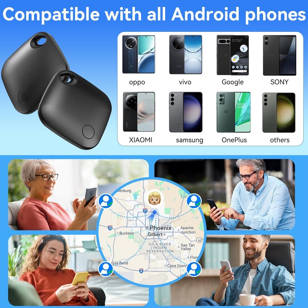 Air Tags-2 Pack Android,Luggage Tracker Tags for Android Works with Google Fi...
