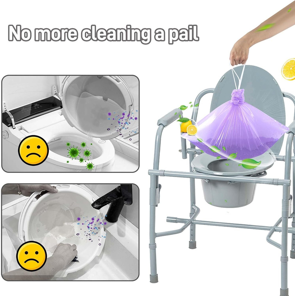 120 Pack Disposable Bedside Commode Liners with Drawstring – Leak-Proof, Odor Co