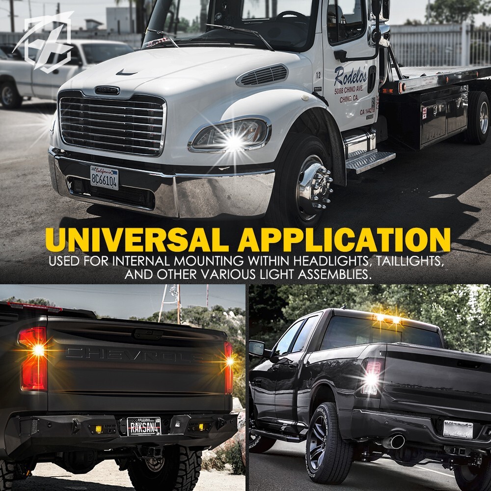 Hide-A-Way LED Strobe Lights Kit White Amber Hazard Headlight w/ Control Panel