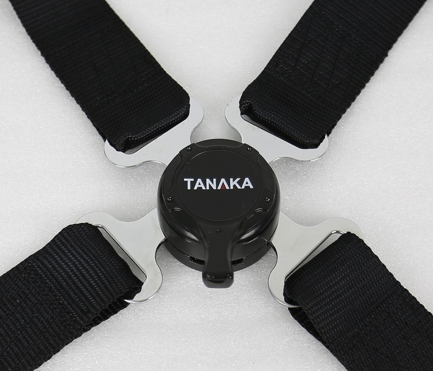 1 TANAKA UNIVERSAL BLACK 4 POINT CAMLOCK QUICK RELEASE RACING SEAT BELT HARNESS