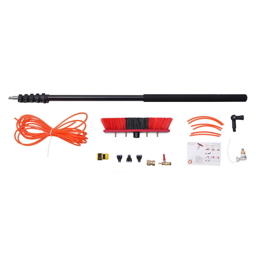20ft Water Fed Pole Cleaning Brush Tool For Window+ Solar Panel Clean Washing