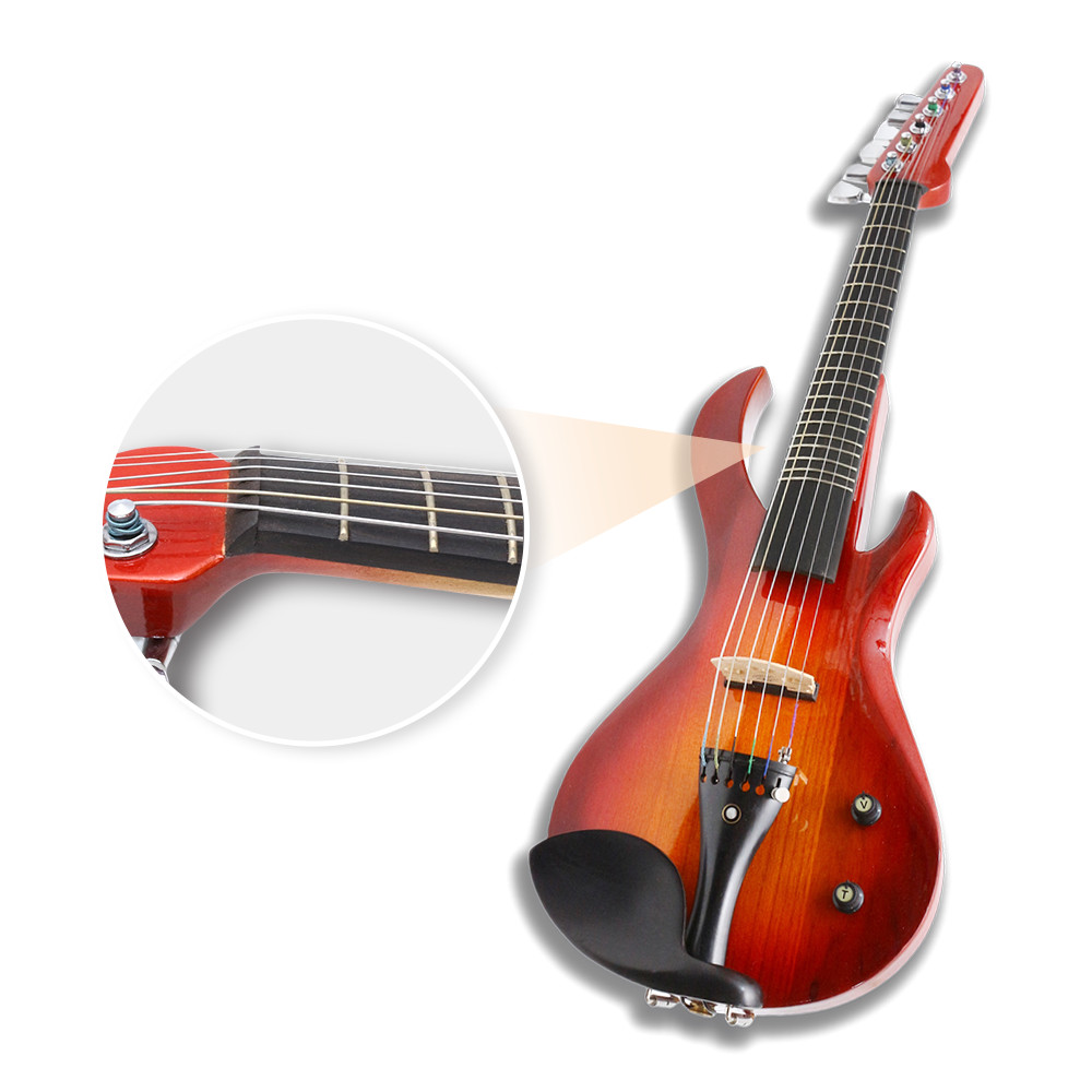 4/4 6-String Guitar-shaped Solid Wood Electric Violin: Ebony Fittings
