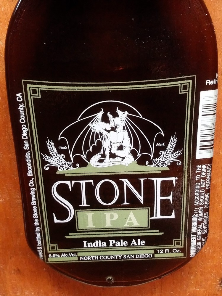 STONE IPA; ACL BEER BOTTLE; (FLATTEN); (Up-cycled); 12 OZ BOTTLE