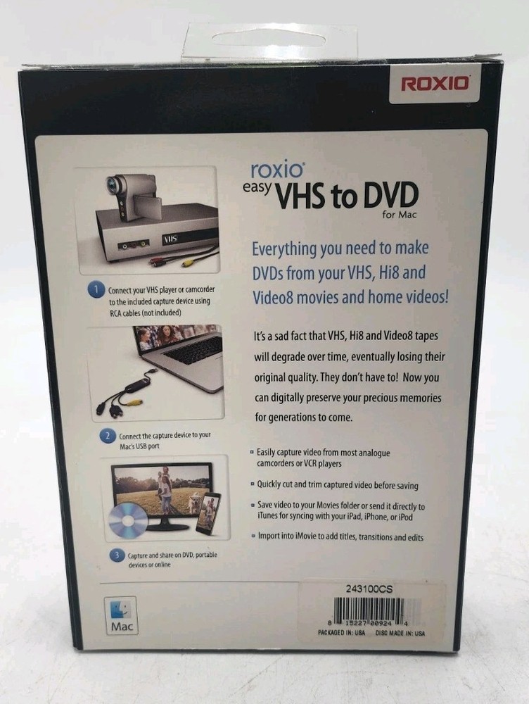Roxio Easy VHS to DVD for Mac