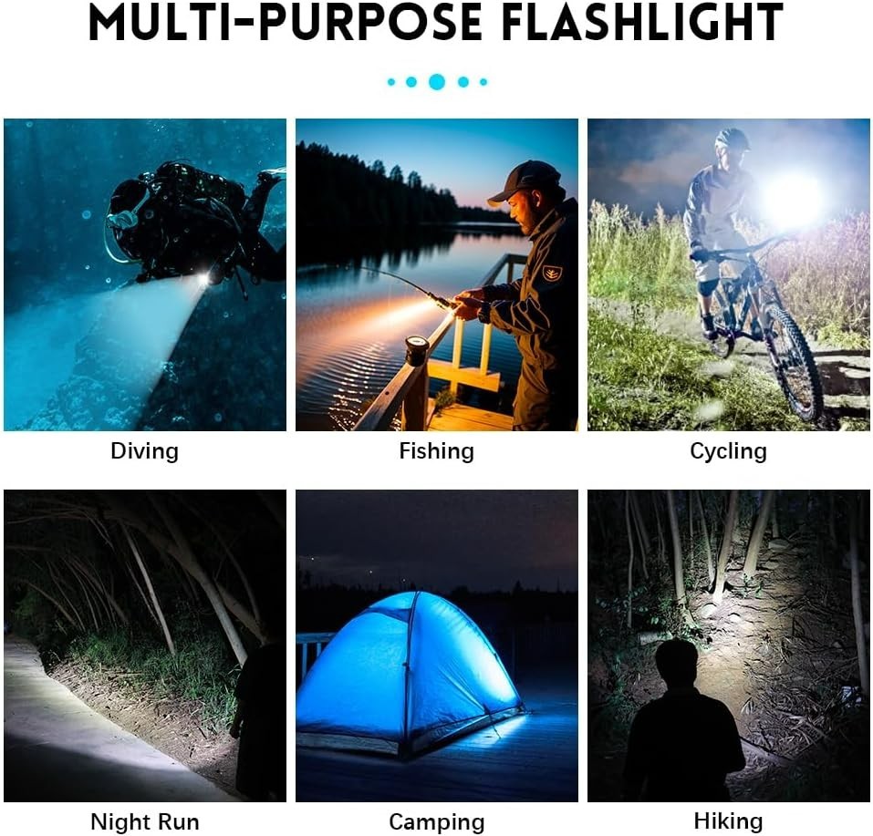 WK20S Scuba Diving Flashlight,2000 Lumen Dive Flashlight 363M Long Range SST40