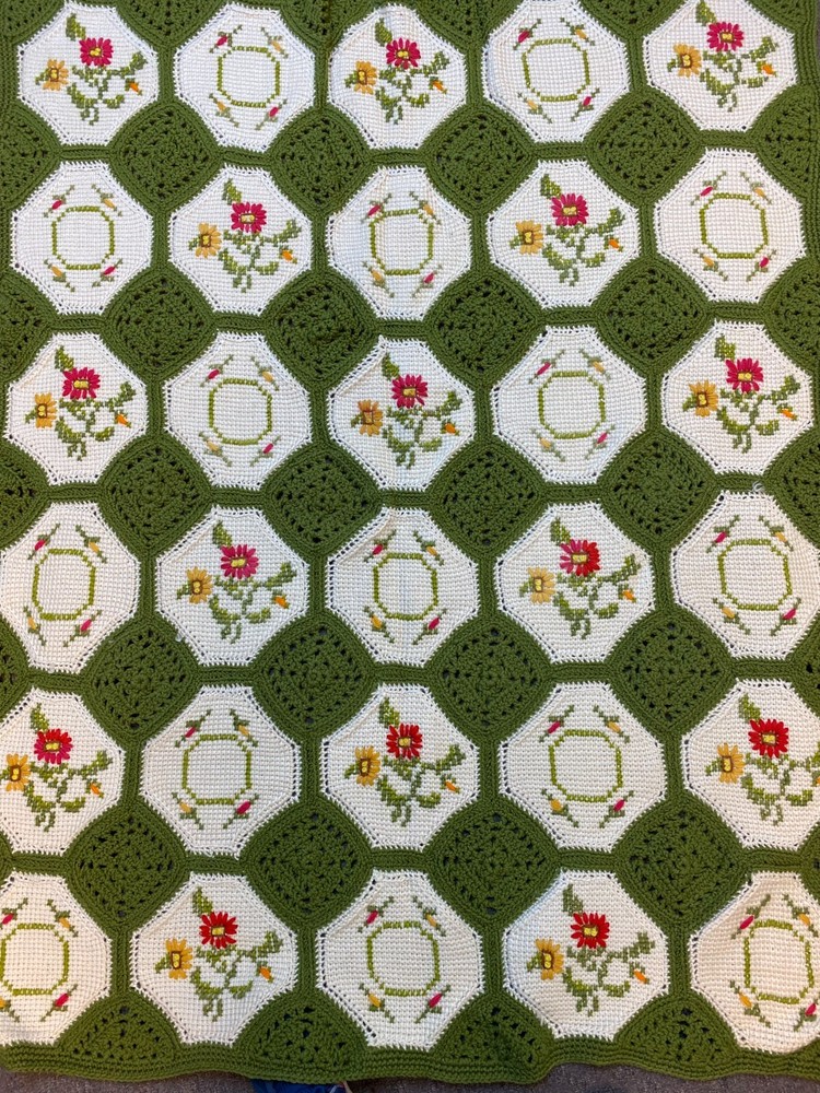 Vintage Crochet Throw or Cover 44"x55"