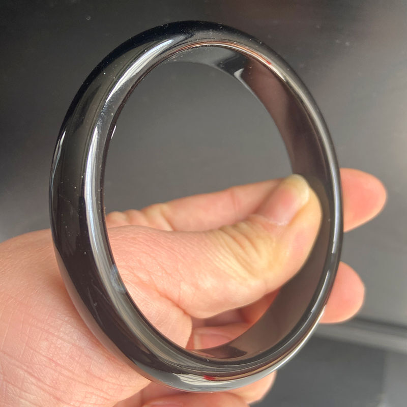 Certified 69-70mm Natural Black jade jadeite Bangle