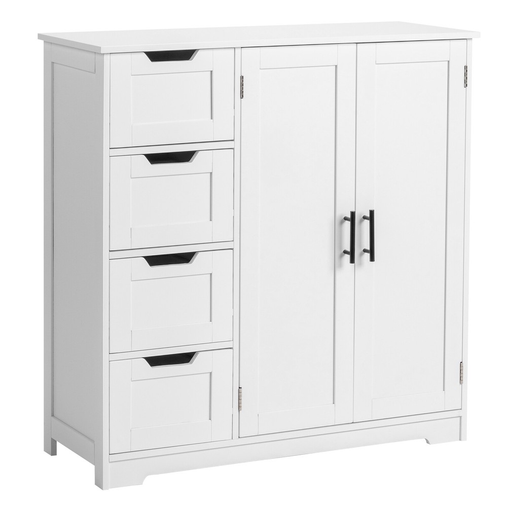Floor Storage Cabinet with 3 Shelves & 2 Doors 4 Drawer Space Saver Organizer