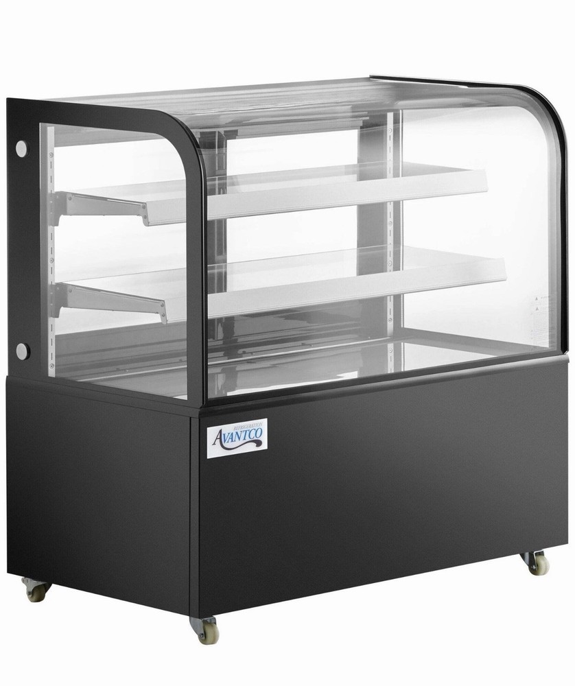 48" Curved Glass Black Refrigerated Bakery Display Case