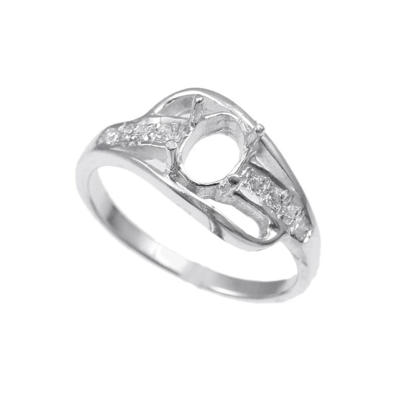 Semi Mount Ring Stone Setting Size 7X5 MM Oval Shape 925 Sterling Silver Ring