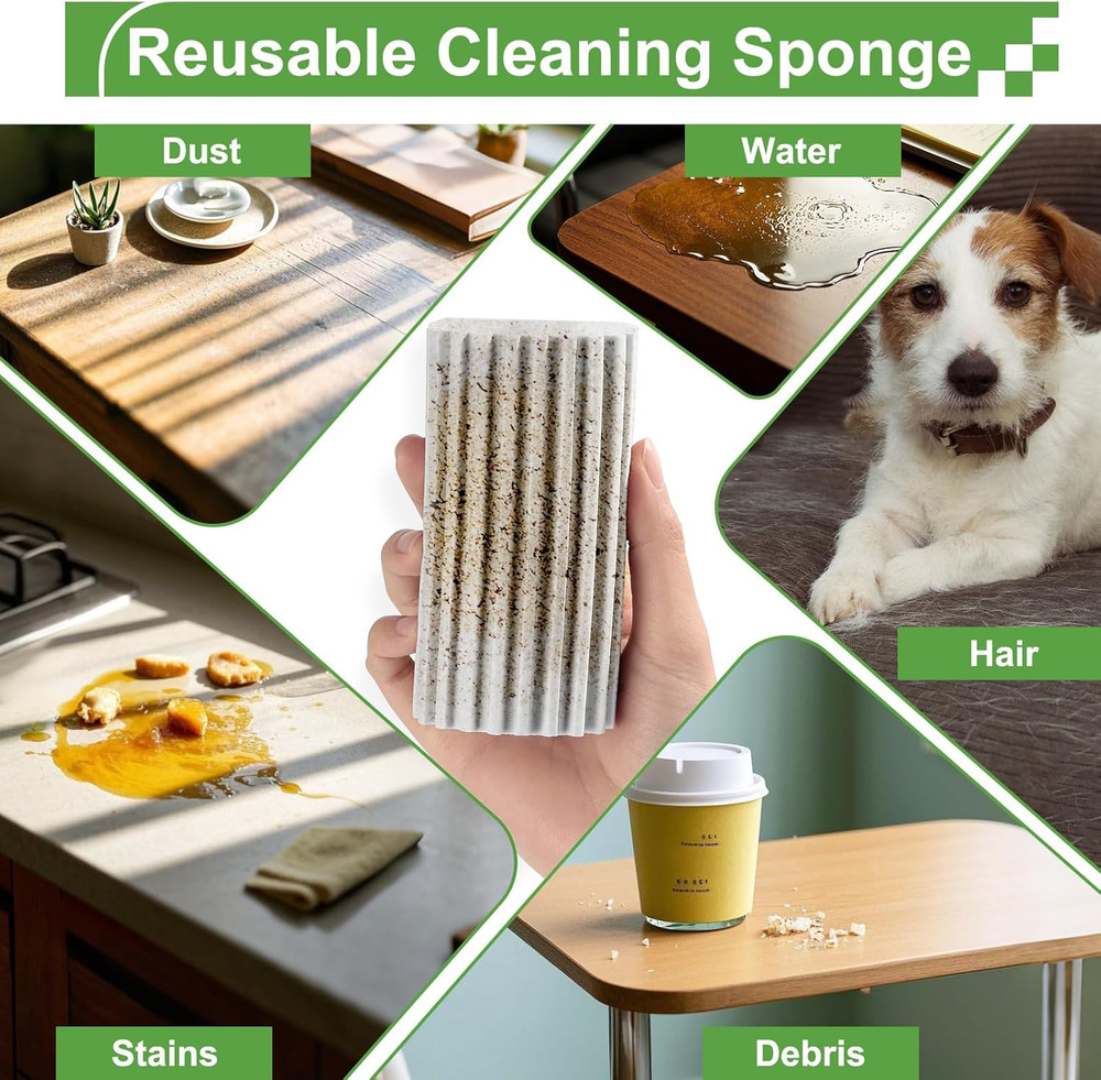 4-Pack Damp Clean Duster Sponge,Gray Damp Dusting Sponge,Duster Baseboard Cleane