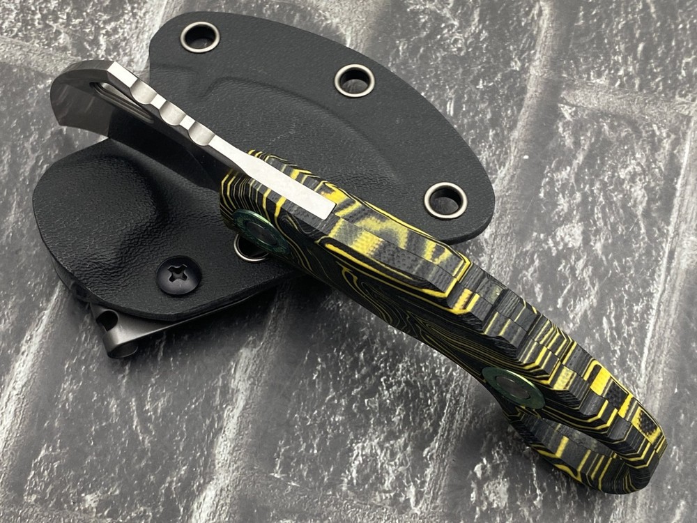 TwoSun TS612-D2-Black G10 Handle Micro Fixed Blade Kydex Belt Sheath Knife