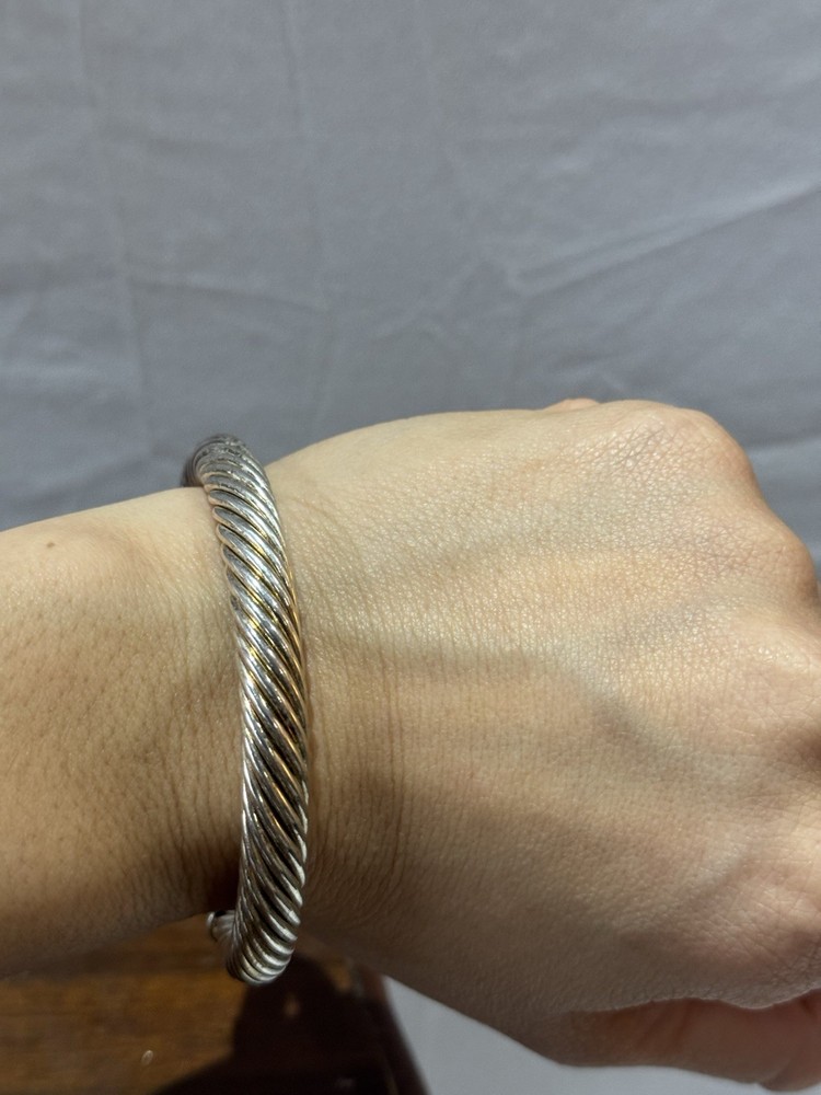 vintage silver tone twisted cable bangle