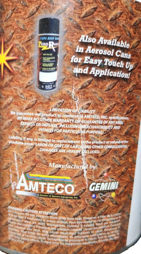 (1) Zero Rust AR-67CA White Rust Inhibitive Coating - One Quart 32 FL.OZ .946L