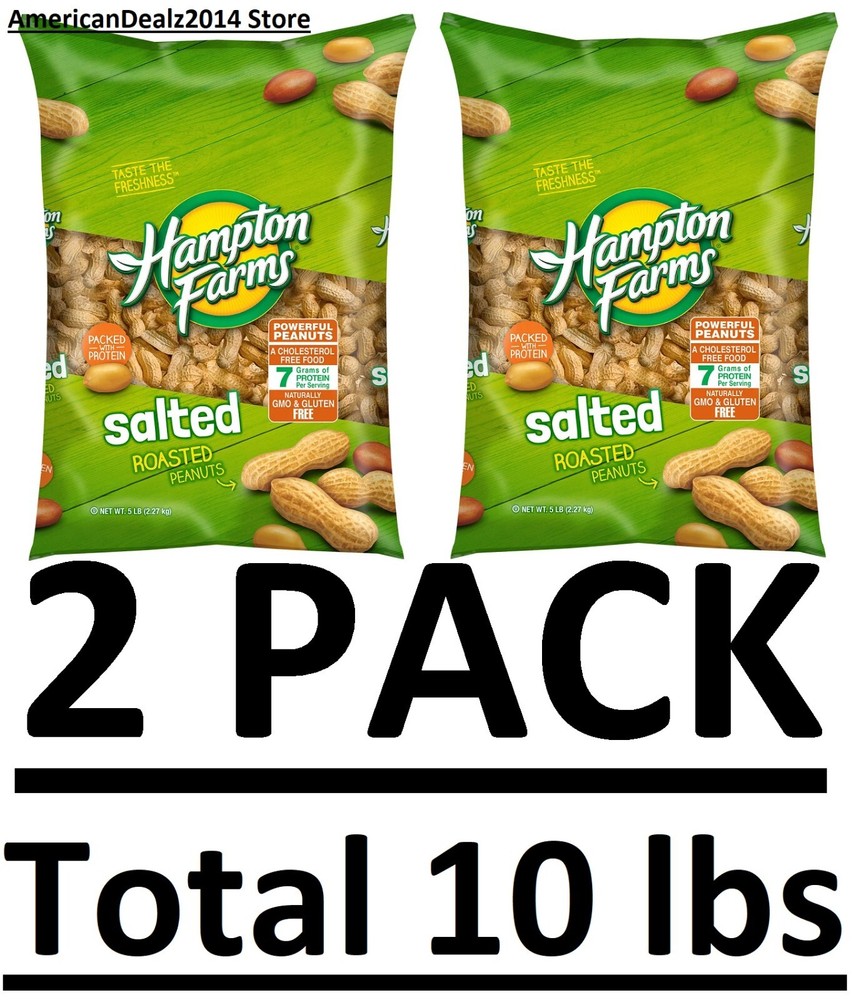 2 PACK - Hampton Farms Salted In-Shell Peanuts - 5 lbs (Total 10 lbs)