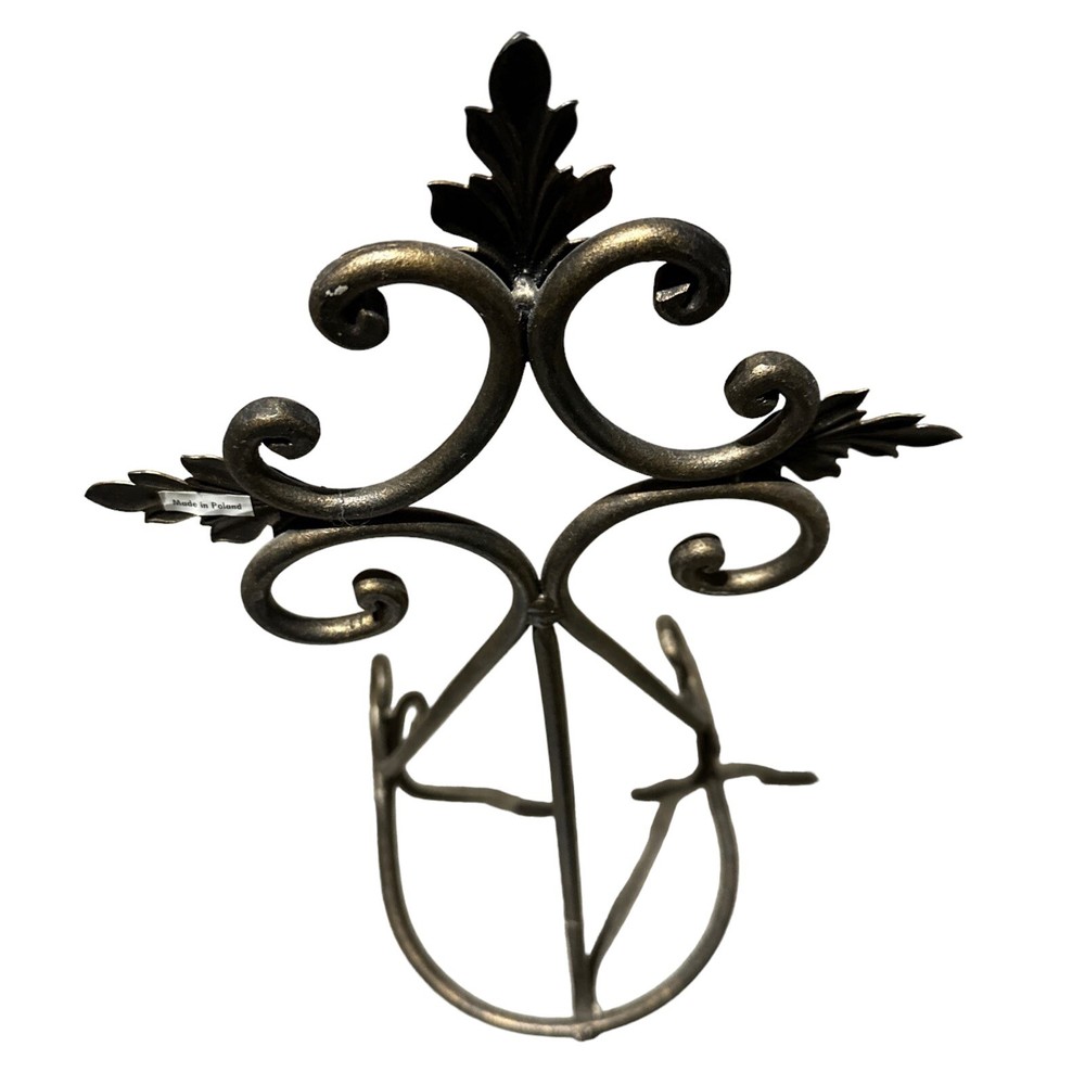 Brass Display easel for artwork or large collector plate. Fleur-de-lis 21”