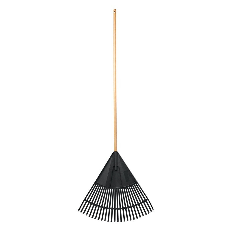Wood Poly Leaf Rake 24 Inch Ergonomic Handle Durable Yard Maintenance Tool New