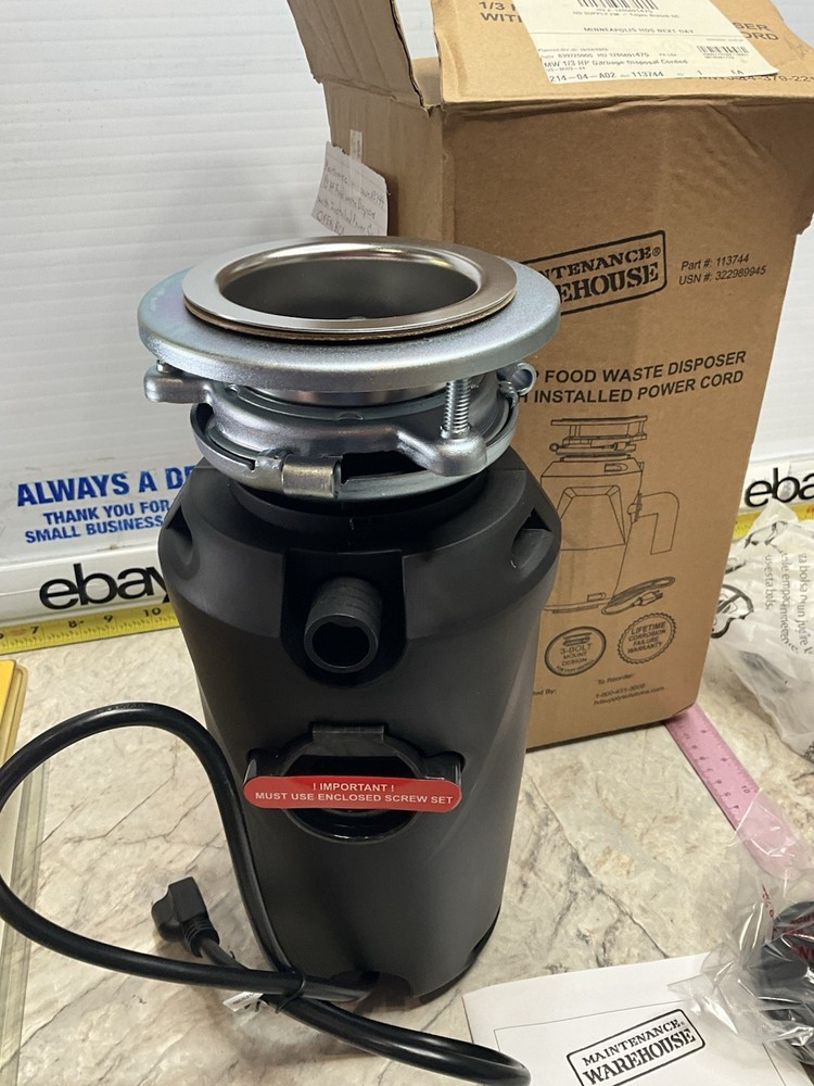 Maintenance Warehouse Food Waste Disposer 1/3 HP W Power Cord 113744 Disposal