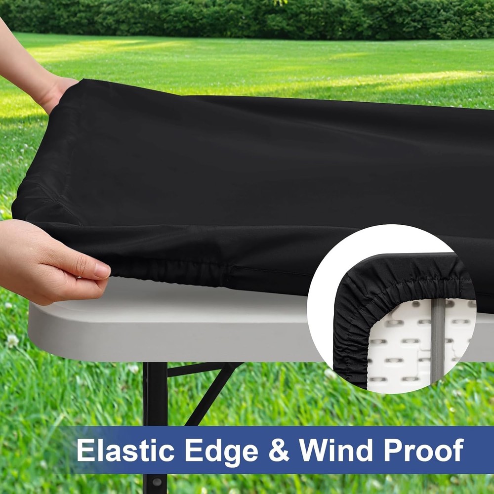 homing 2 Pack Rectangle Table Cloth, Elastic 30" x 72", Black