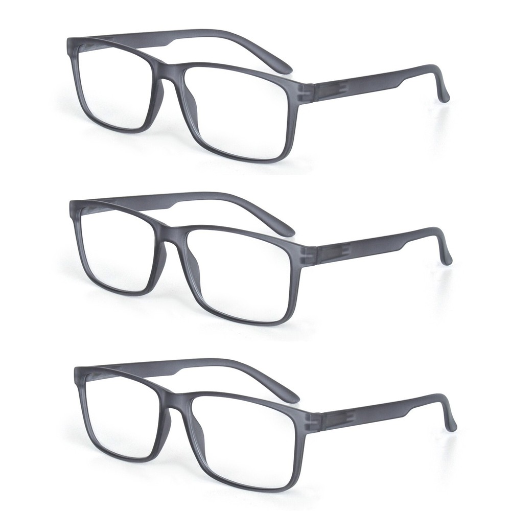 EYE ZOOM 3 Pack Plastic Classic Rectangular Style Reading Glasses for Men Women